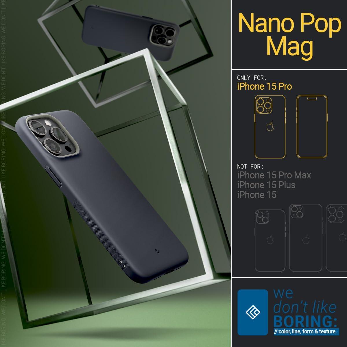 Spigen® Nano Pop™ Mag by Caseology® Collection ACS06753 iPhone 15 Pro MagSafe Case –Black Sesame