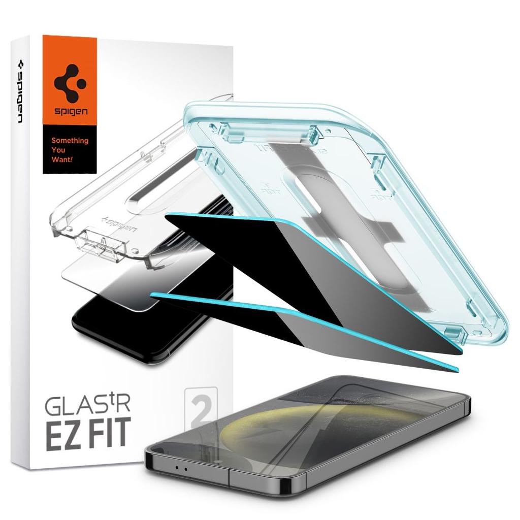 Spigen® (x2.Pack) GLAS.tR™ EZ Fit™ Privacy AGL07627 Samsung Galaxy S24 Premium Tempered Glass Screen Protector