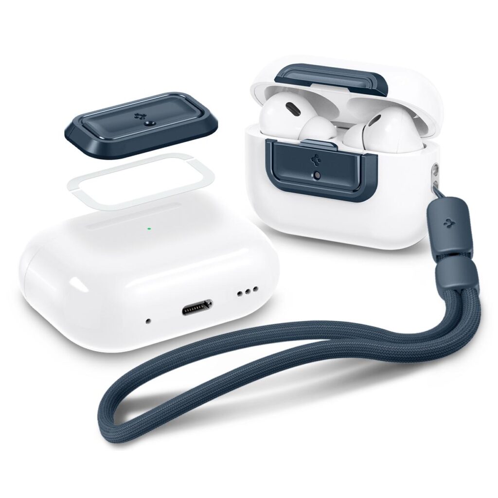 Spigen® Lock Fit M ASD06153 AirPods Pro 2 | 1 Locking Accessory with Wrist Strap - Metal Slate