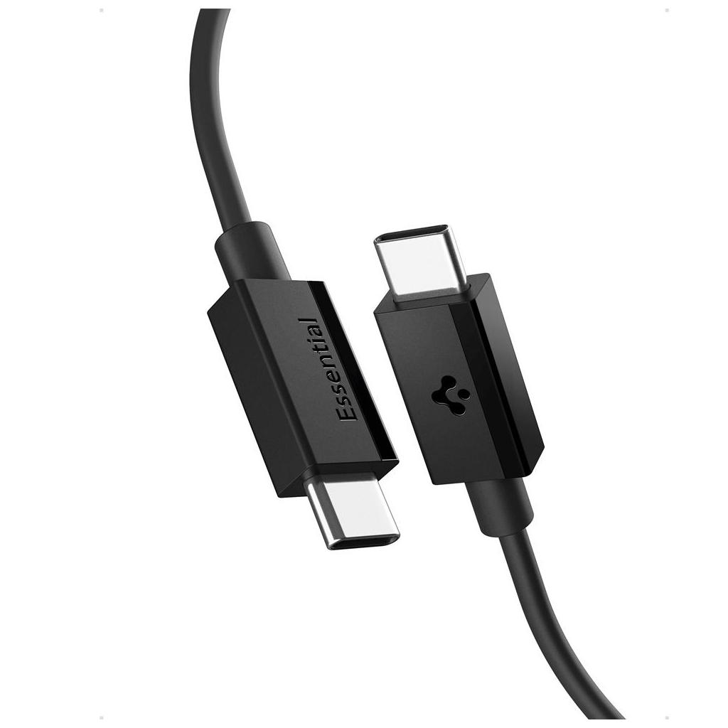 Spigen® ArcWire™ Essential EB6010CC ACA08718 USB-C to USB-C DuraBend™ Power Delivery Fast Charging 60W 1m Cable - Black