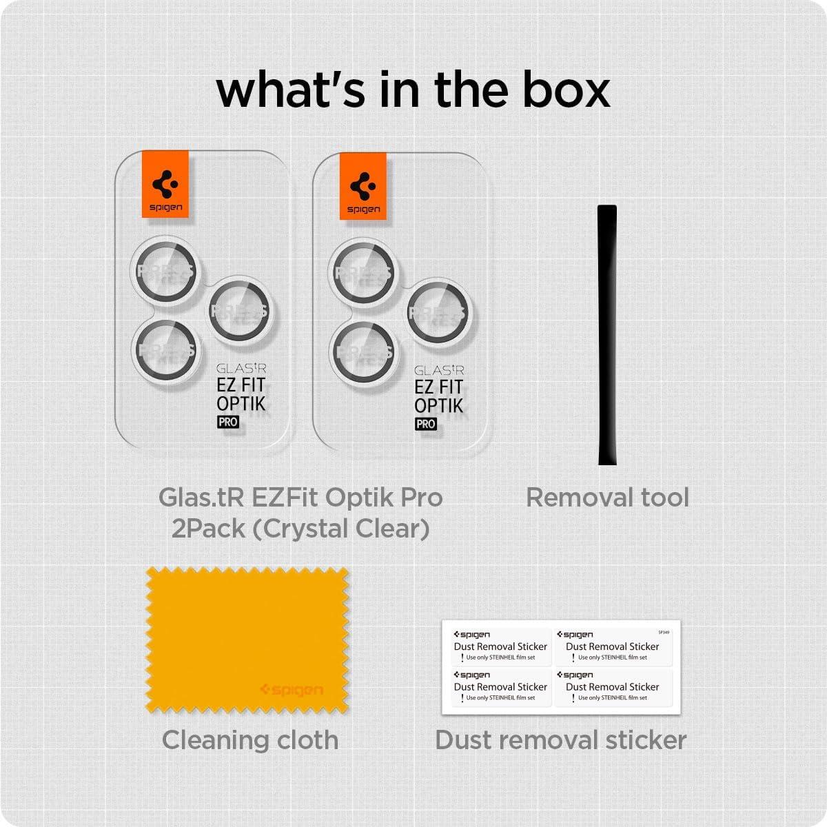 Spigen® (x2.Pack) Glas.tR™ EZ Fit™ Optik Pro AGL06914 iPhone 17 Pro Max | 17 Pro | 16 Pro Max | 16 Pro | 15 Pro Max | 15 Pro | 14 Pro Max | 14 Pro Premium Tempered Glass Camera Lens Protector - Crystal Clear