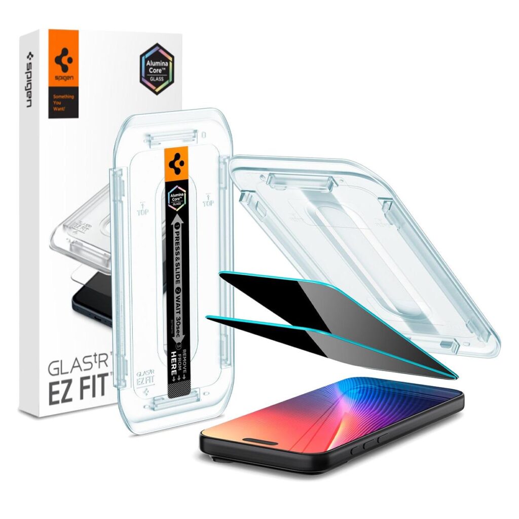 Spigen® (x2.Pack) Glas.tR™ EZ Fit™ | Privacy AGL07929 iPhone 17 Pro | iPhone 17 | iPhone 16 Pro Premium Tempered Glass Screen Protector