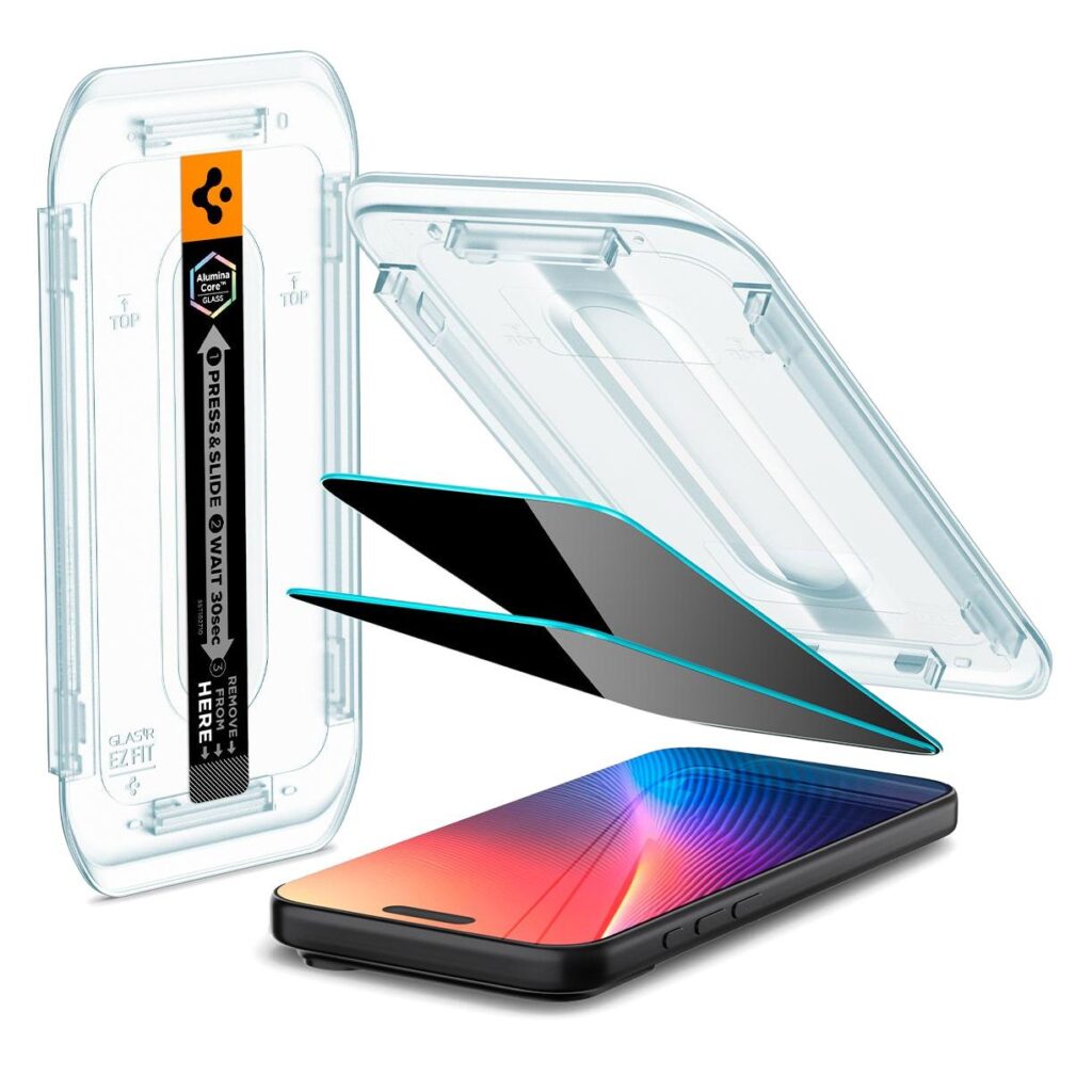Spigen® (x2.Pack) Glas.tR™ EZ Fit™ | Privacy AGL07929 iPhone 17 Pro | iPhone 17 | iPhone 16 Pro Premium Tempered Glass Screen Protector
