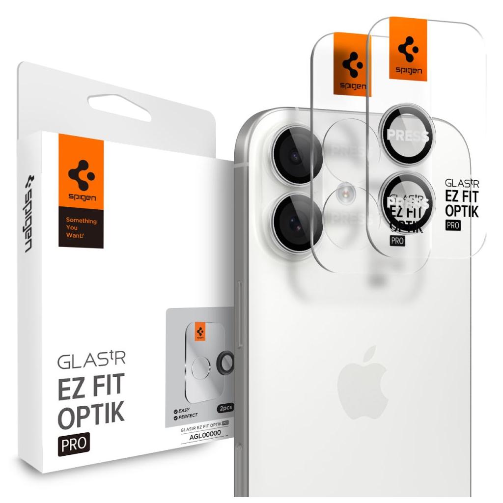 Spigen® (x2.Pack) Glas.tR™ EZ Fit™ Optik Pro AGL10126 iPhone 17 | 16 | 16 Plus Premium Tempered Glass Camera Lens Protector - Silver