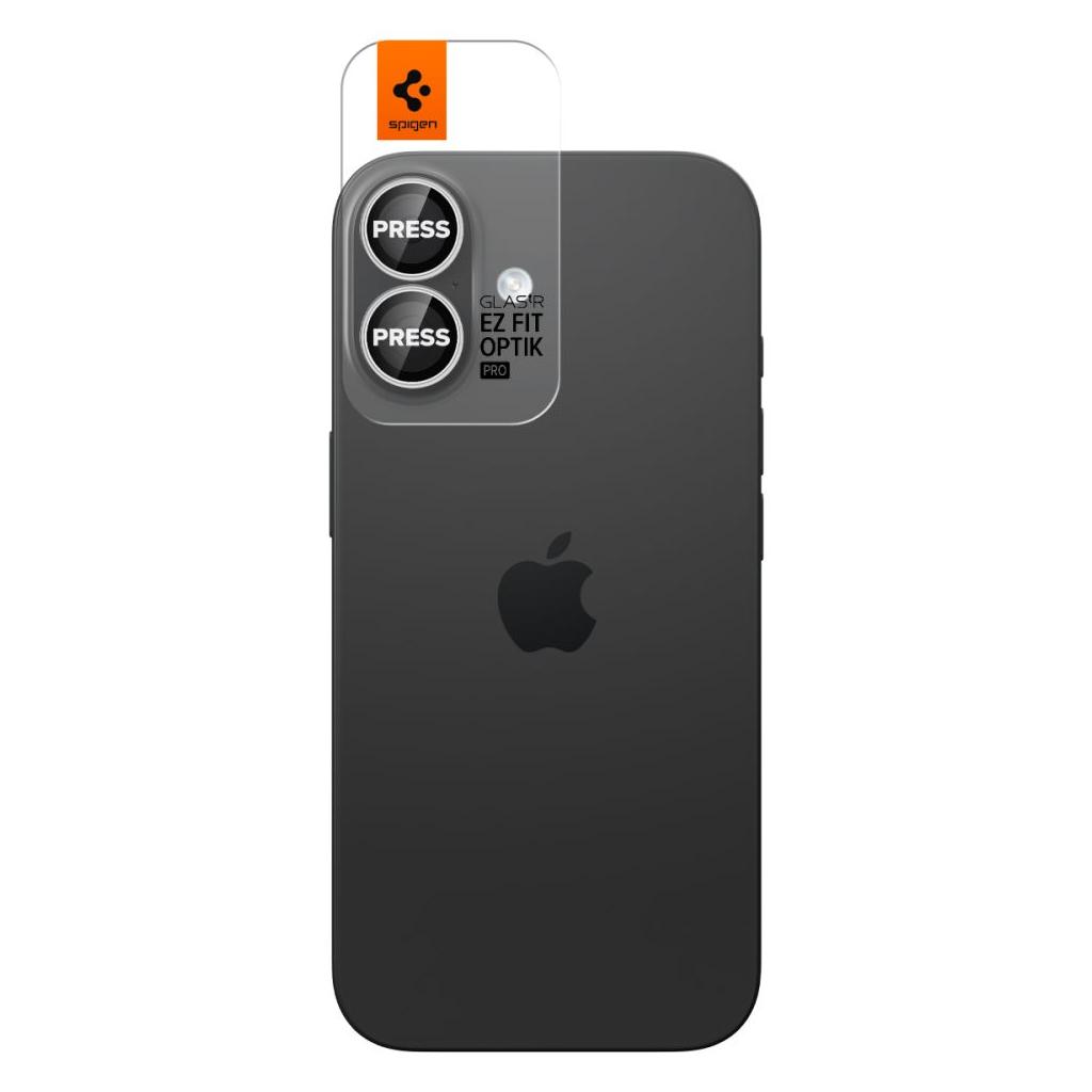Spigen® (x2.Pack) Glas.tR™ EZ Fit™ Optik Pro AGL10126 iPhone 17 | 16 | 16 Plus Premium Tempered Glass Camera Lens Protector - Silver