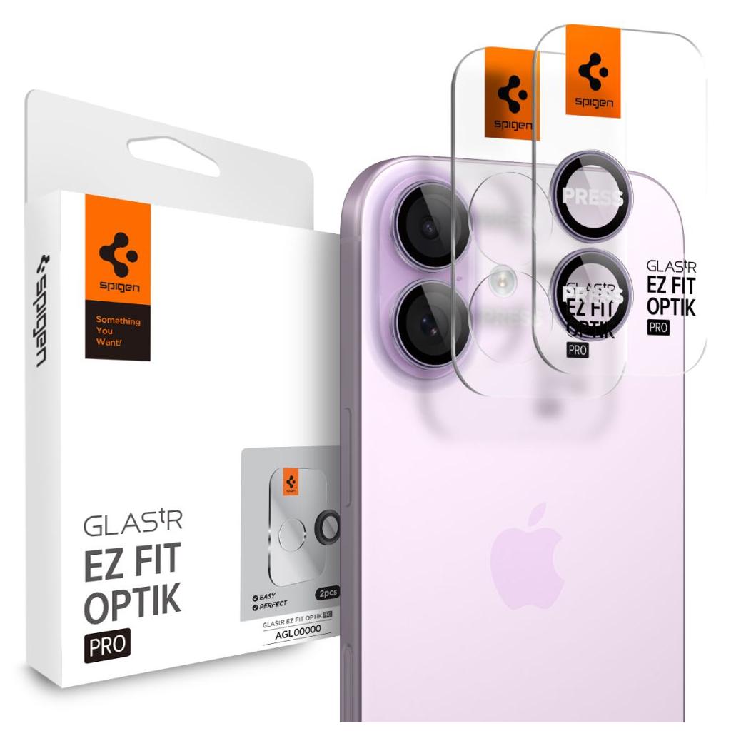 Spigen® (x2.Pack) Glas.tR™ EZ Fit™ Optik Pro AGL10127 iPhone 17 | 16 | 16 Plus Premium Tempered Glass Camera Lens Protector - Purple
