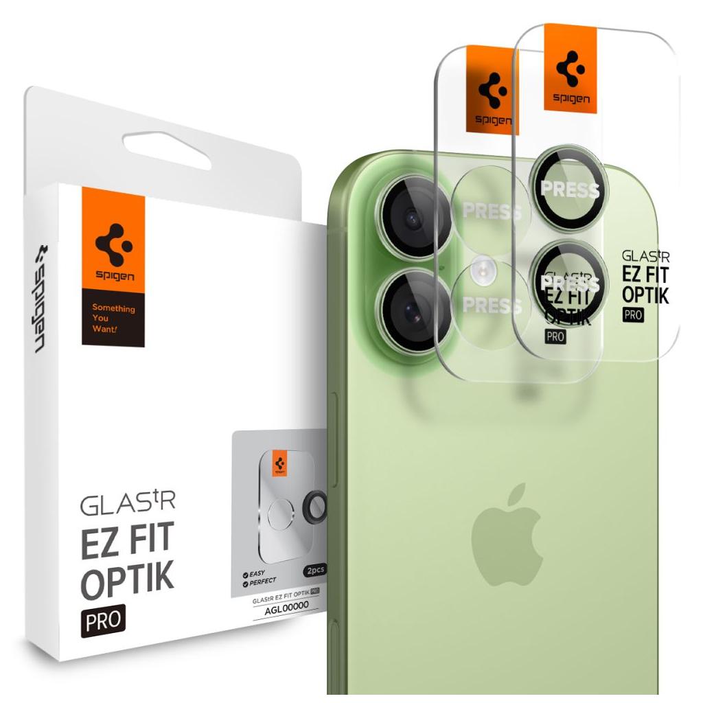 Spigen® (x2.Pack) Glas.tR™ EZ Fit™ Optik Pro AGL10128 iPhone 17 | 16 | 16 Plus Premium Tempered Glass Camera Lens Protector - Green