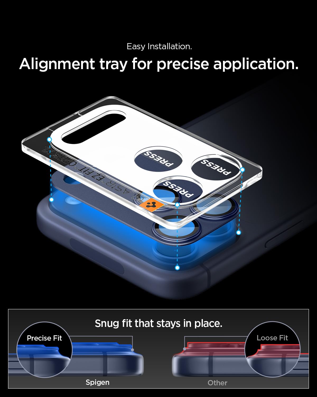 Spigen Glas.tR EZ Fit Optik Pro XL Tempered Glass Camera Lens Protector for iPhone 17 Pro Max - Blue
