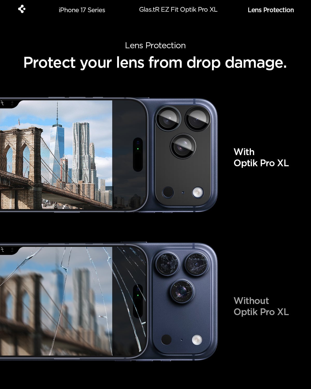Spigen Glas.tR EZ Fit Optik Pro XL Tempered Glass Camera Lens Protector for iPhone 17 Pro Max - Blue