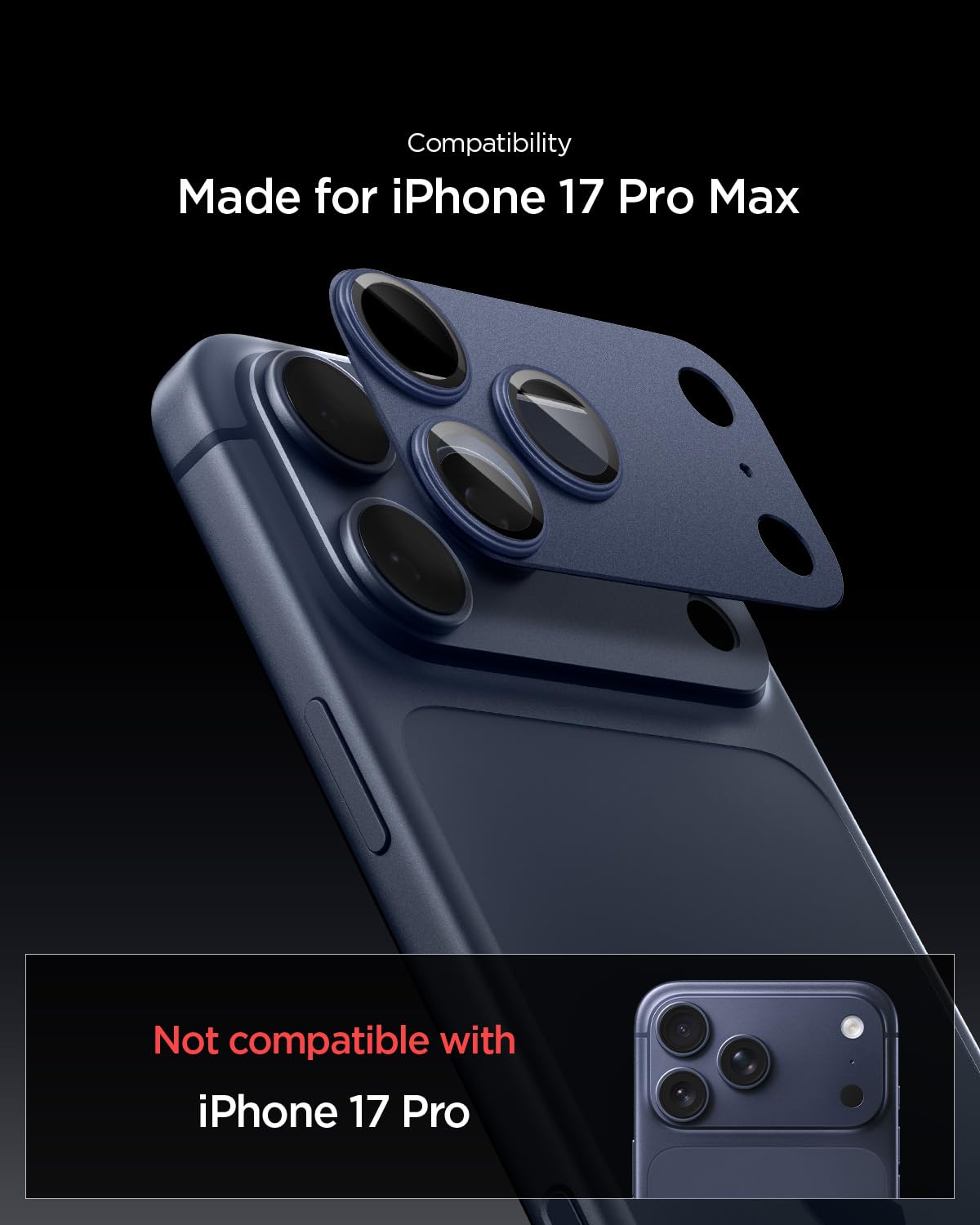 Spigen Glas.tR EZ Fit Optik Pro XL Tempered Glass Camera Lens Protector for iPhone 17 Pro Max - Blue