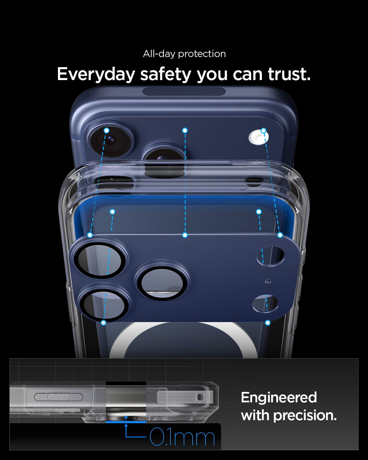 Spigen Glas.tR EZ Fit Optik Pro XL Tempered Glass Camera Lens Protector for iPhone 17 Pro Max - Blue