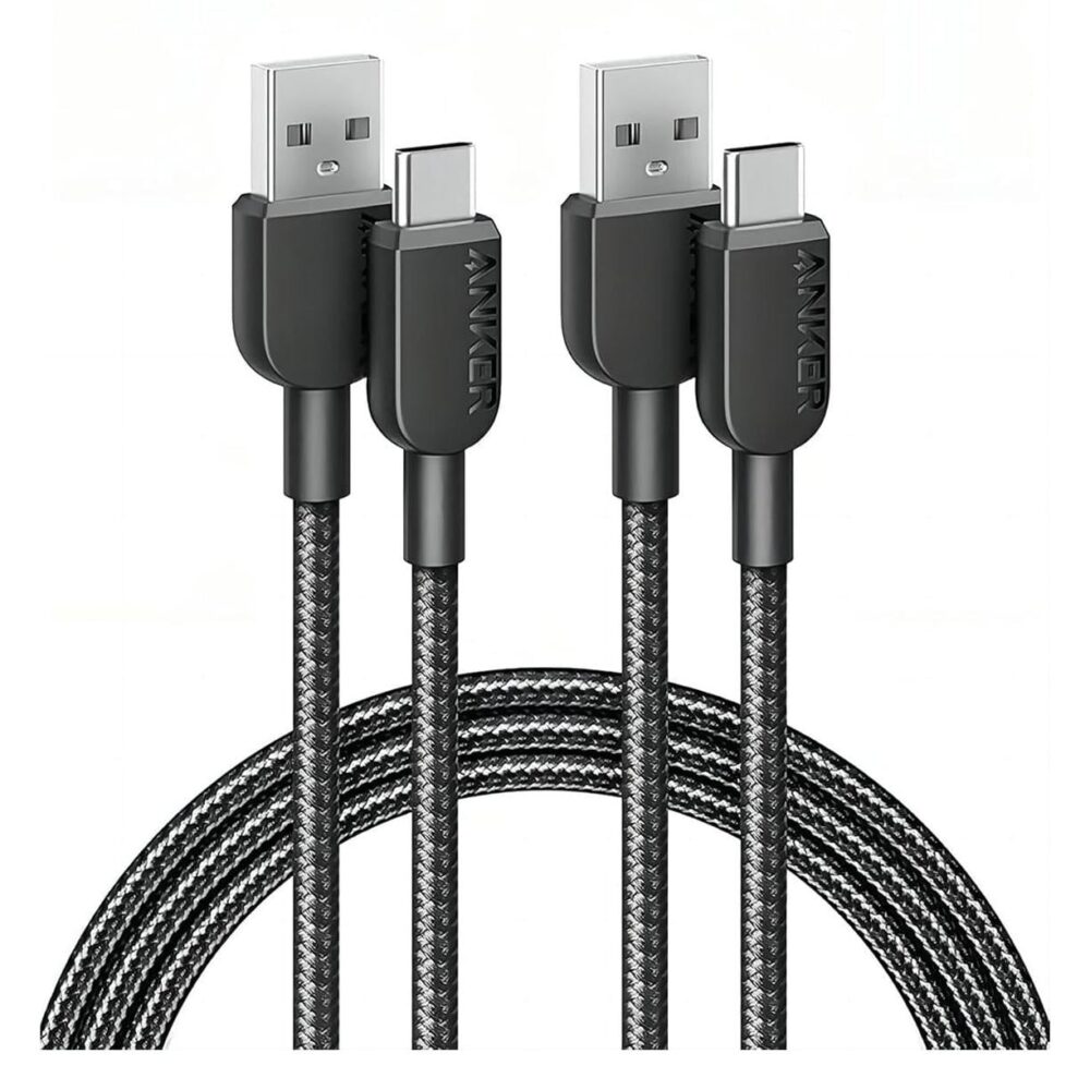 Anker® (x2.Pack) USB-A to USB-C Premium Braided Fast Charging 1.8m Cable - Black