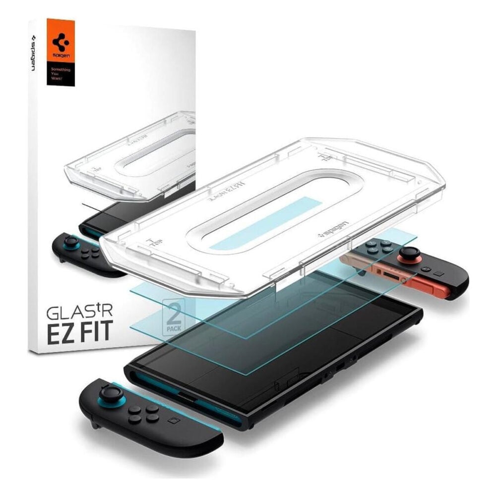 Spigen® (x2.Pack) Glas.tR™ EZ Fit™ AGL10156 Nintendo Switch 2 Premium Tempered Glass Screen Protector - Crystal Clear