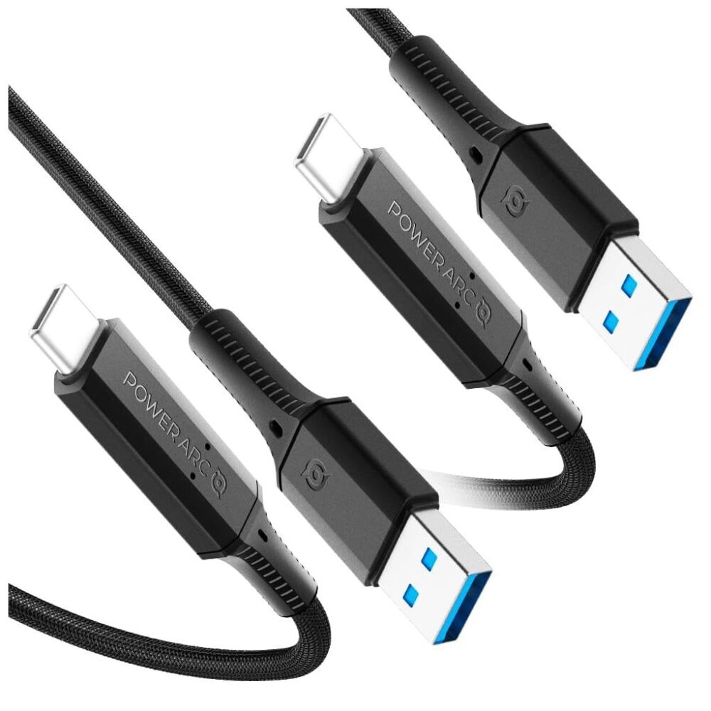 Spigen® (x2.Pack) PowerArc ArcWire™ 000CA26355 DuraBend™ USB-C to USB-A QuickCharge 5Gbps 1m Cable - Black