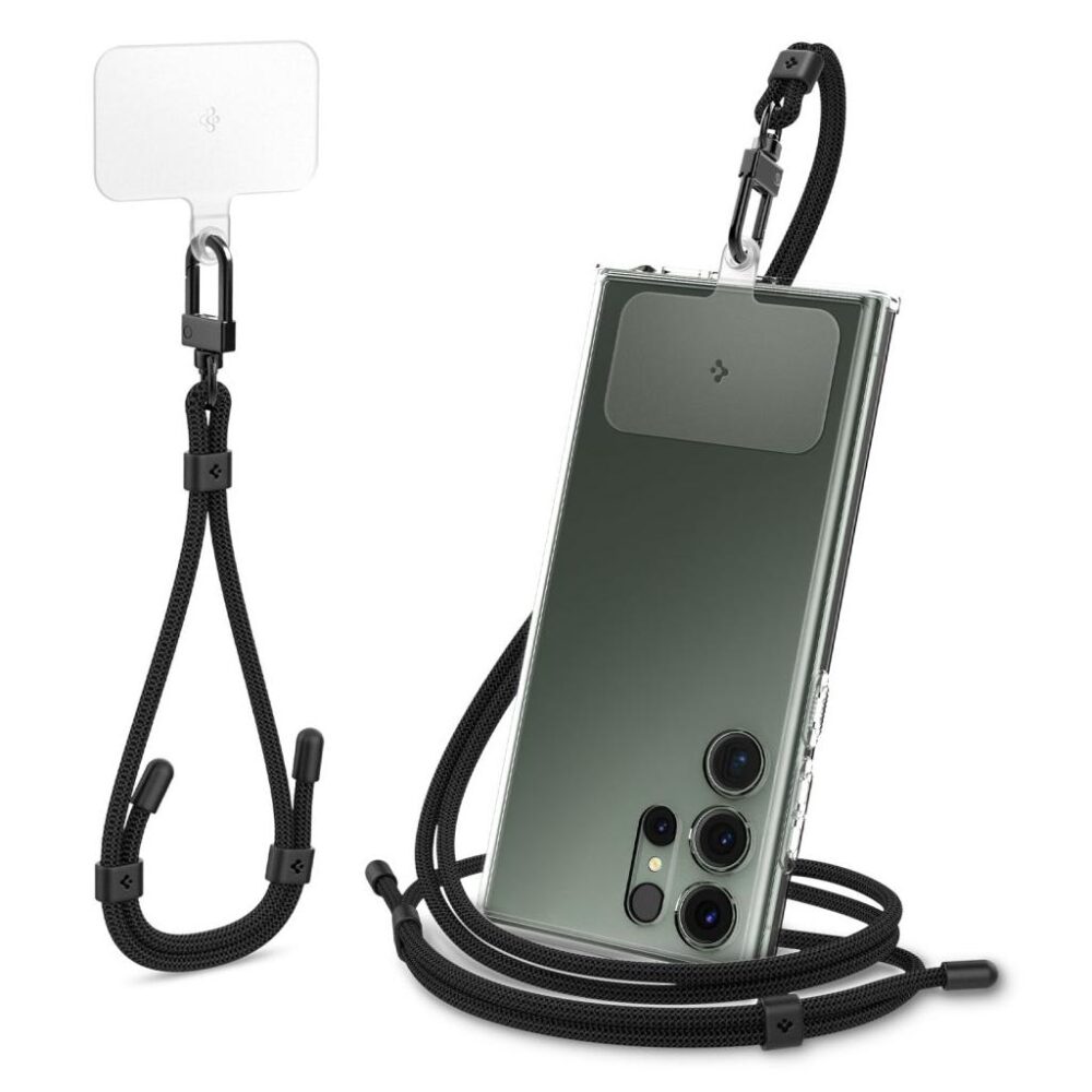 Spigen® AFA06259 Universal Crossbody & Wrist Strap Set with ConTag - Black