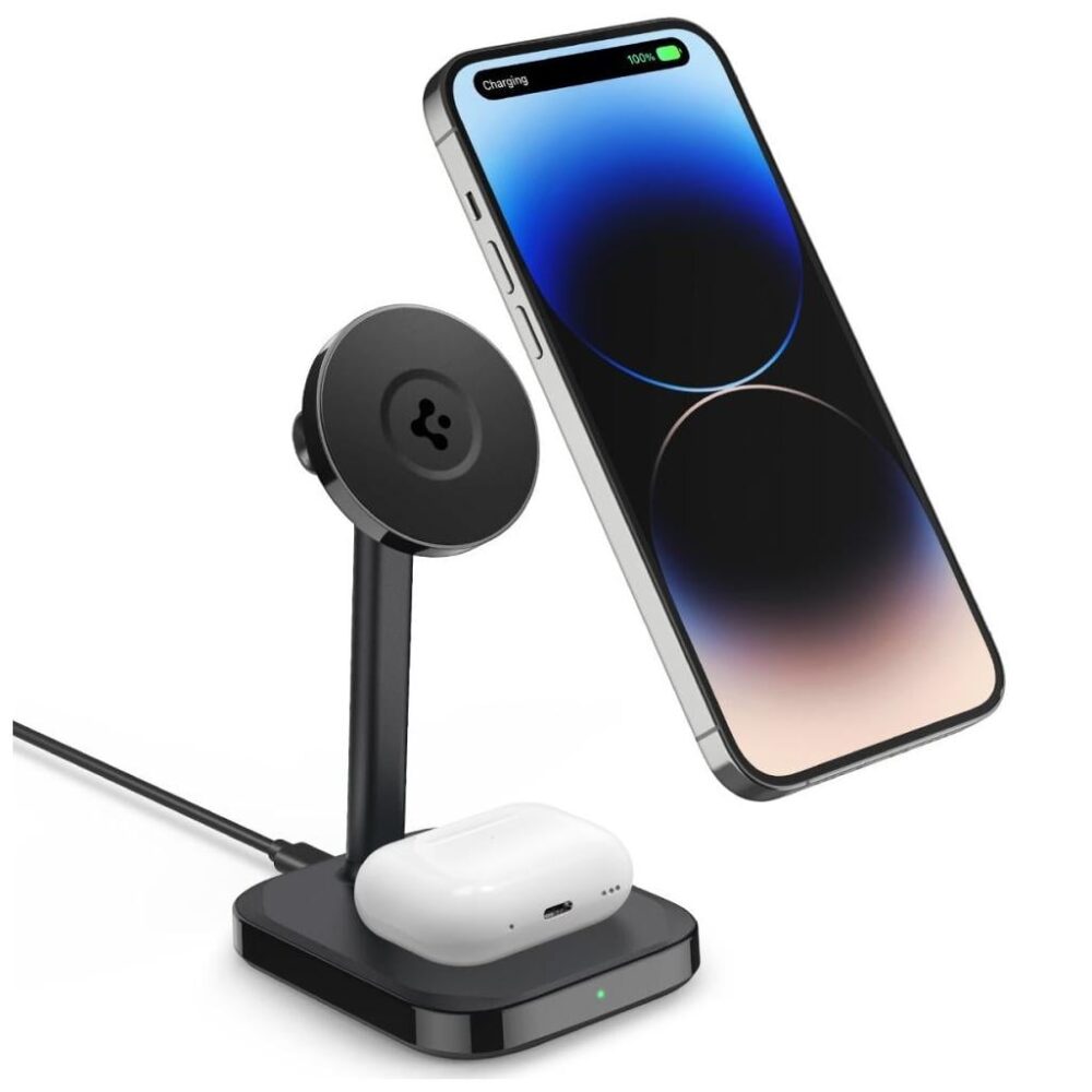 Spigen® ArcField™ Dual (MagFit) ACH05439 MagSafe Wireless Charger | 7.5W - Black