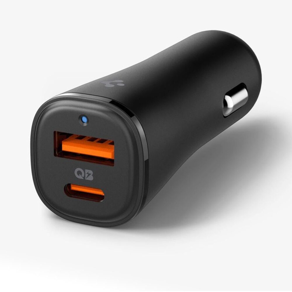 Spigen® ArcStation™ Essential® EV482 ACP08447 Dual Port USB-C & USB-A Fast Car Charger | 48W - Black