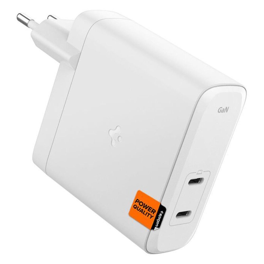 Spigen® ArcStation™ Pro GaN 1402 ACH06033 Dual Port USB-C Fast Charger | 140W - White