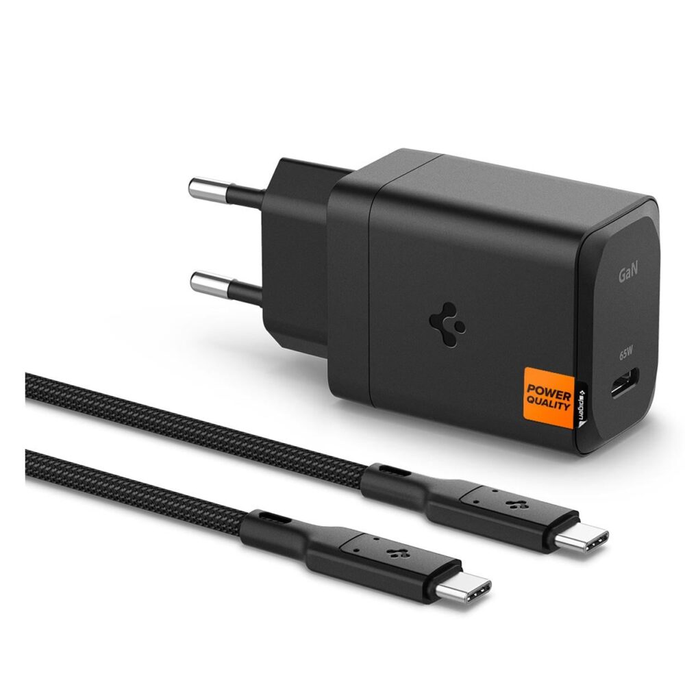 Spigen® ArcStation™ Pro GaN 651 ACH05475 Durabend™ USB-C 2m Cable Included PPS USB-C Fast Charger | 65W - Black