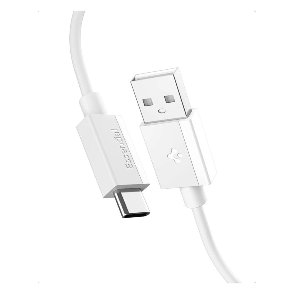 Spigen® ArcWire™ Essential EB6010AC ACA08715 USB-A to USB-C DuraBend™ Power Delivery Fast Charging 60W 1m Cable - White