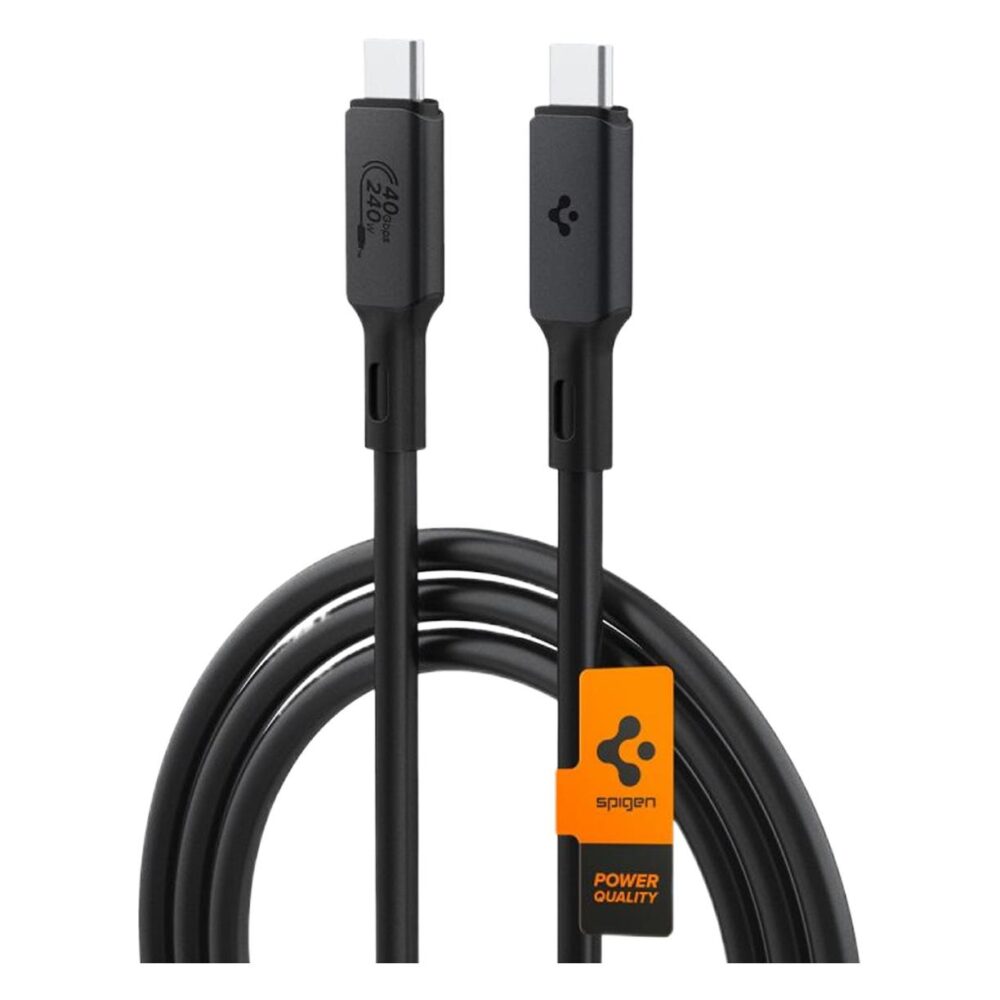 Spigen® ArcWire™ PB2203 ACA06840 240W / 40Gbps USB-C to USB-C PD3.1 Thunderbolt 4 IF Certified Durabend™ Fast Charging 1.2m Cable - Black