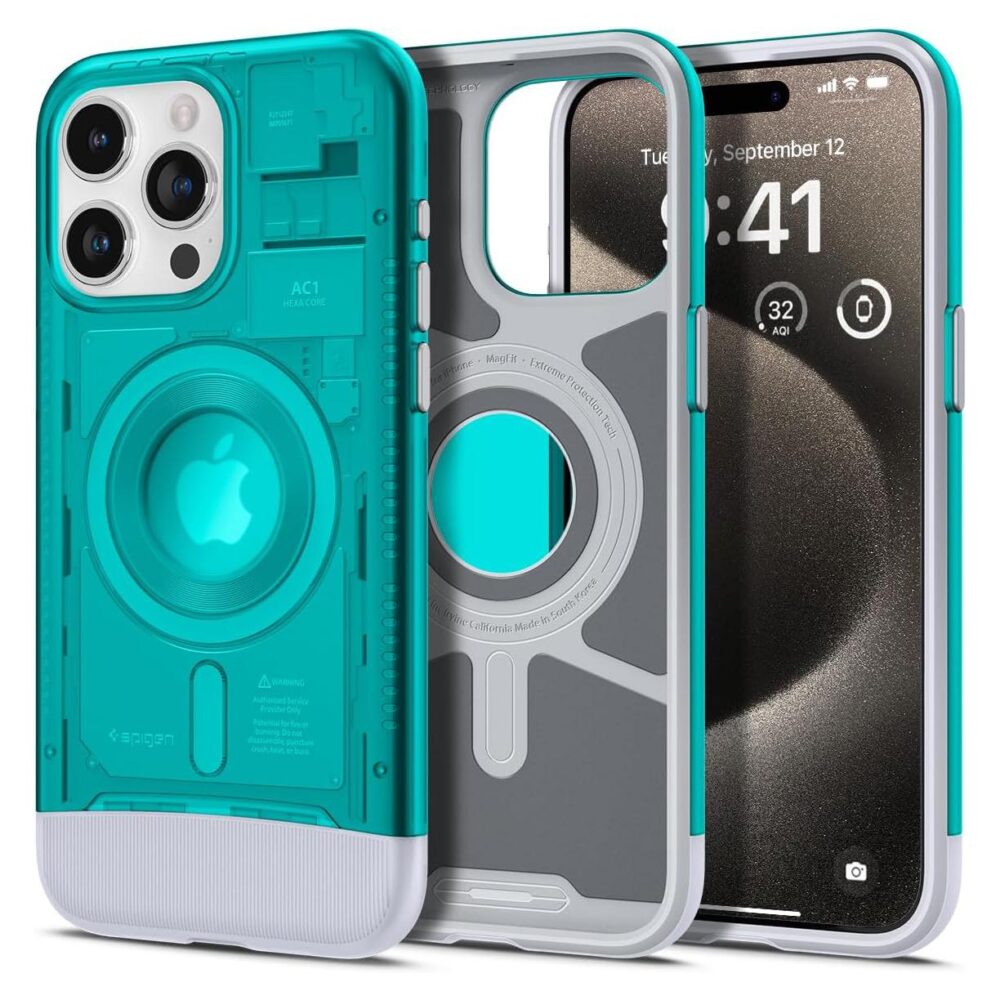 Spigen® Classic C1 (MagFit) ACS06608 iPhone 15 Pro Max Case - Bondi Blue