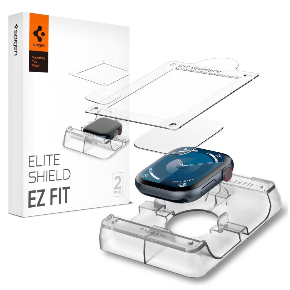 Spigen® (x2.Pack) EliteShield EZ Fit™ AFL08580 Apple Watch Series 10 (42mm) Premium Screen Protector - Crystal Clear