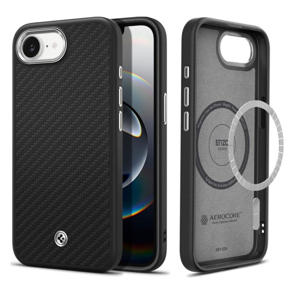 Spigen® Enzo Aramid™ (MagFit) ACS09153 iPhone 16e Case - Matte Black