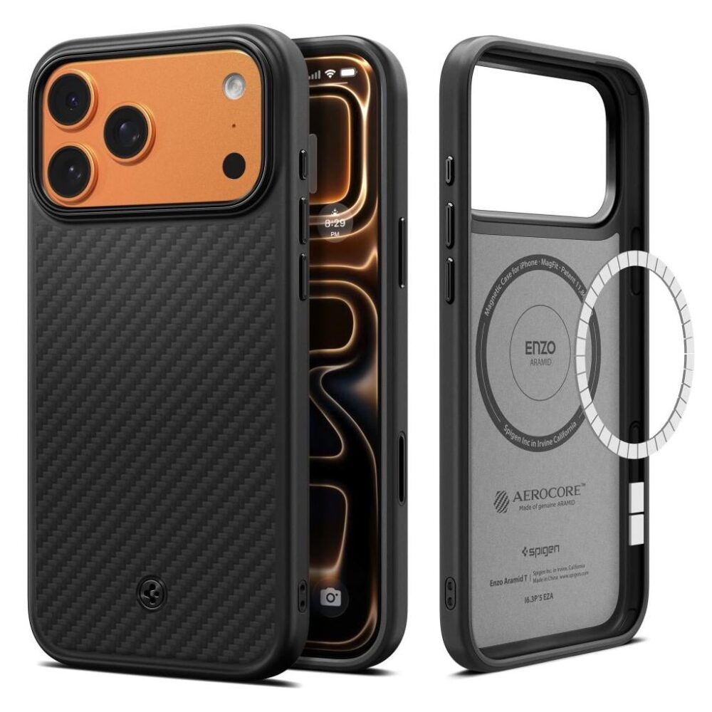 Spigen® Enzo Aramid™ T (MagFit) ACS09959 iPhone 17 Pro Case - Black
