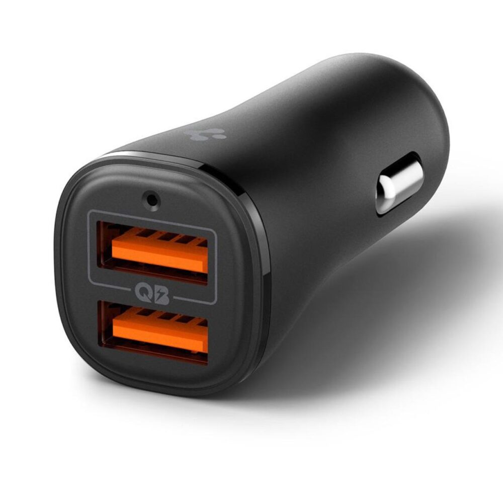 Spigen® Essential® EV302 ACP08700 Quantum Boost™ Dual Port USB-A Fast Car Charger | 30W - Black