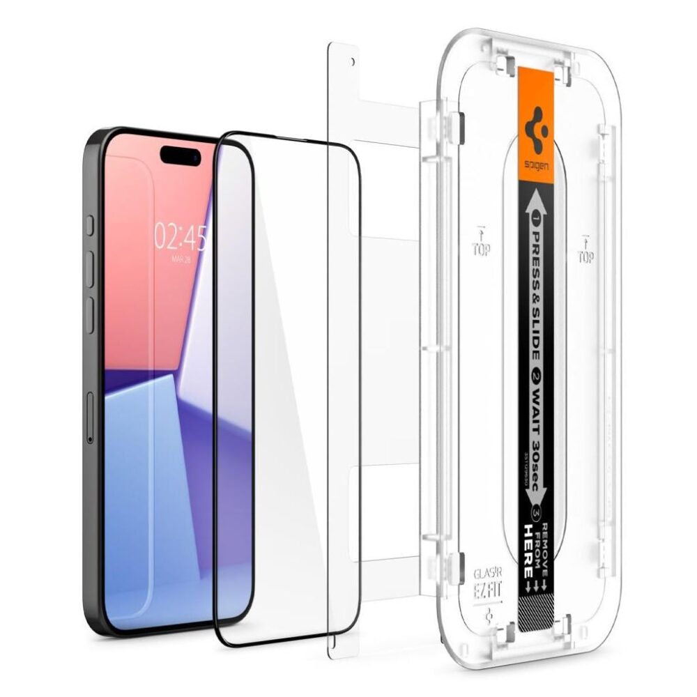 Spigen® GLAS.tR™ EZ FIT™ Full Cover HD AGL06879 iPhone 15 Pro Max Premium Tempered Glass Screen Protector