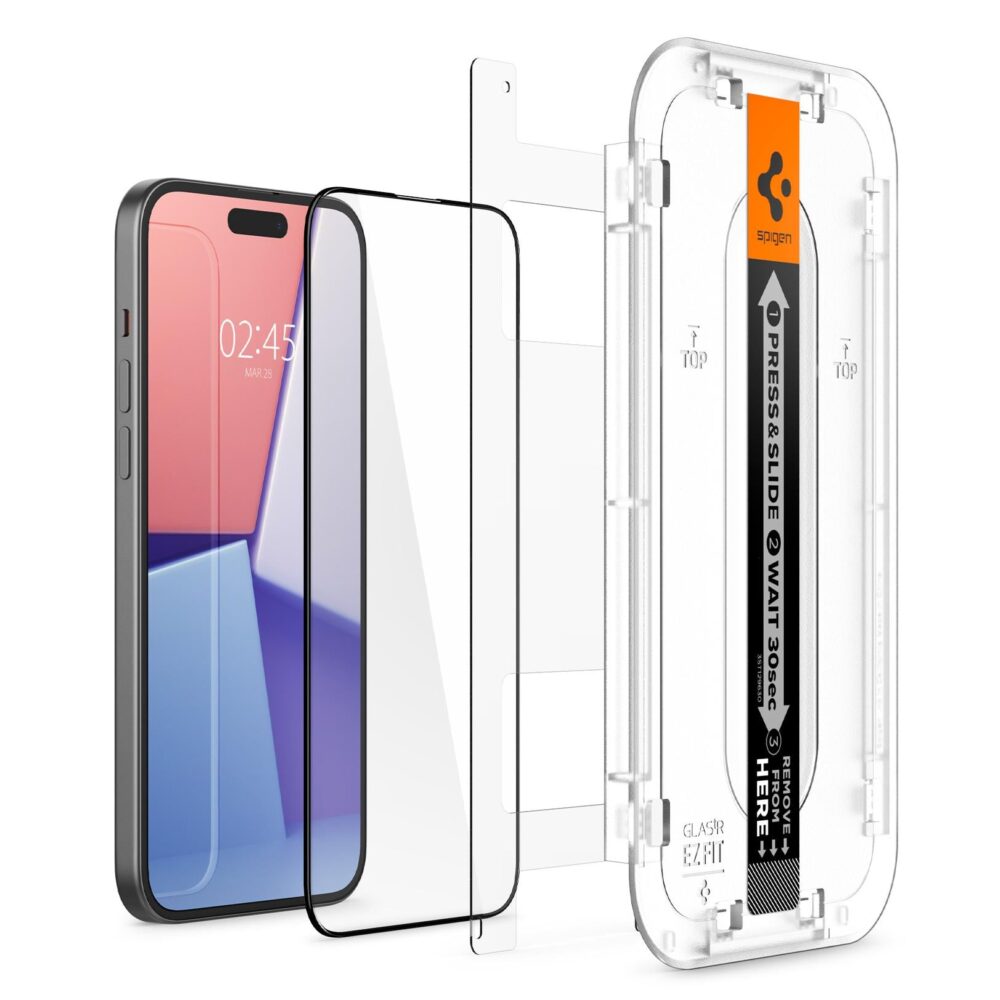 Spigen® GLAS.tR™ EZ FIT™ Full Cover HD AGL06888 iPhone 15 Plus Premium Tempered Glass Screen Protector