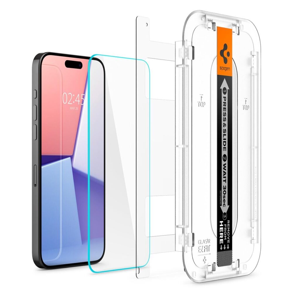 Spigen® GLAS.tR™ EZ FIT™ HD AGL06878 iPhone 15 Pro Max Premium Tempered Glass Screen Protector
