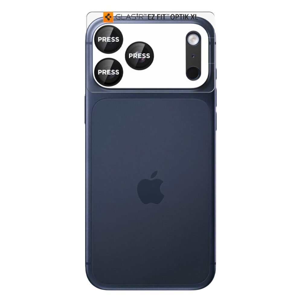 Spigen® Glas.tR™ EZ Fit™ Optik Pro XL AGL10649 iPhone 17 Pro Max Premium Tempered Glass Camera Lens Protector - Black