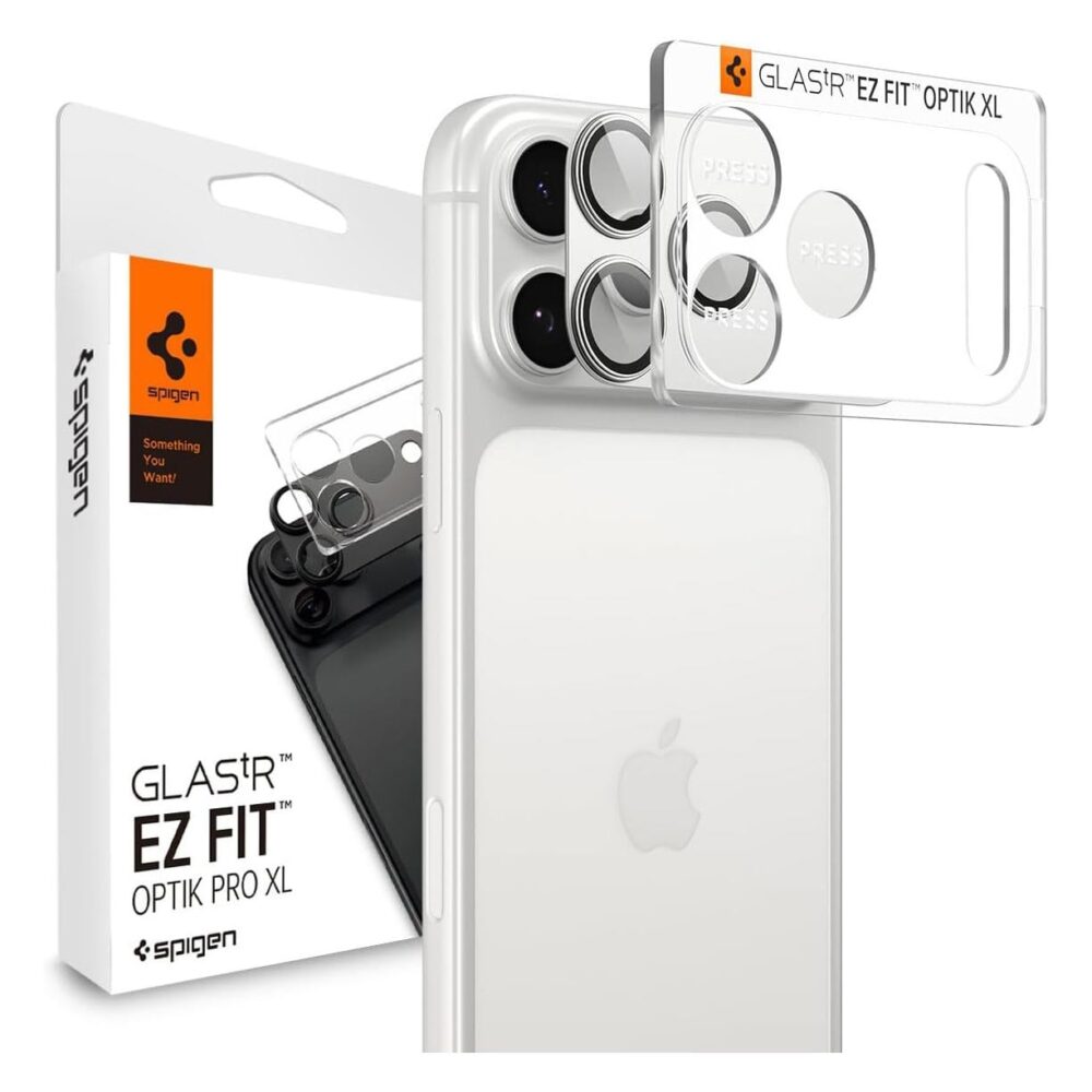 Spigen® Glas.tR™ EZ Fit™ Optik Pro XL AGL10652 iPhone 17 Pro Max Premium Tempered Glass Camera Lens Protector - Silver