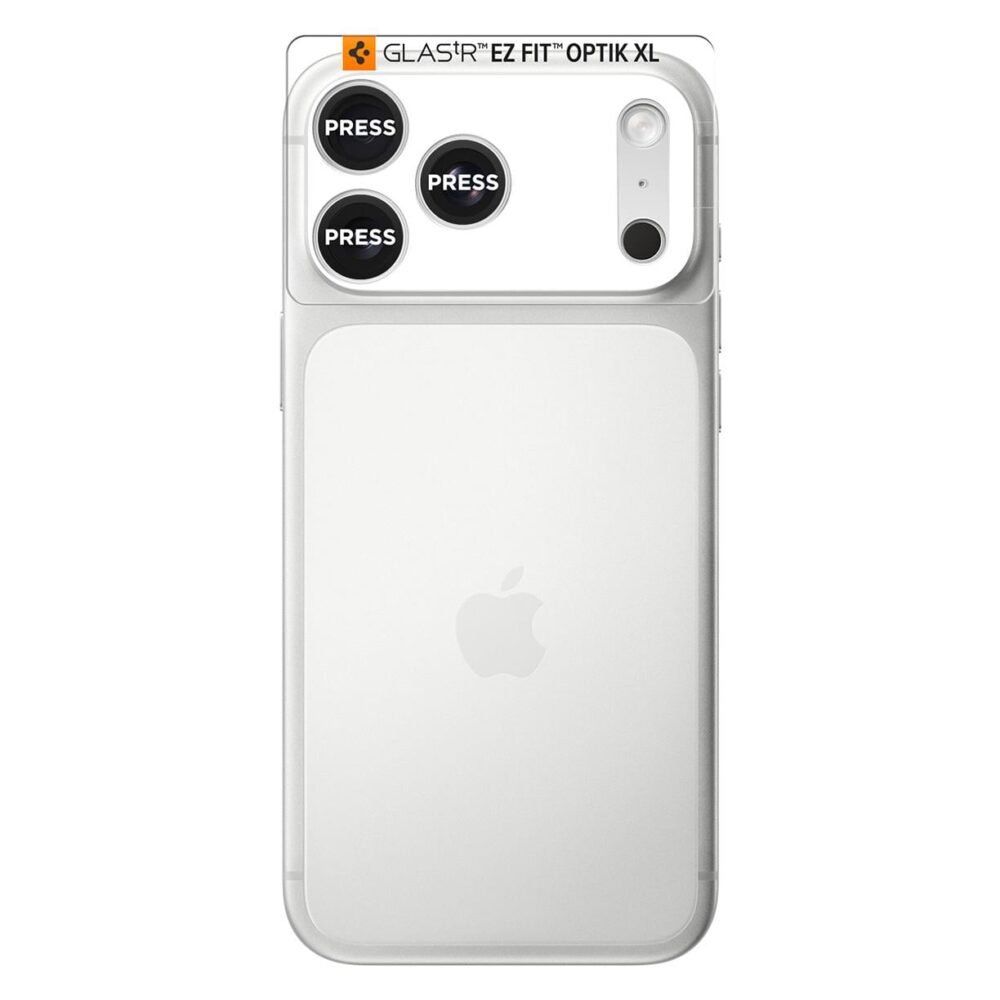 Spigen® Glas.tR™ EZ Fit™ Optik Pro XL AGL10652 iPhone 17 Pro Max Premium Tempered Glass Camera Lens Protector - Silver
