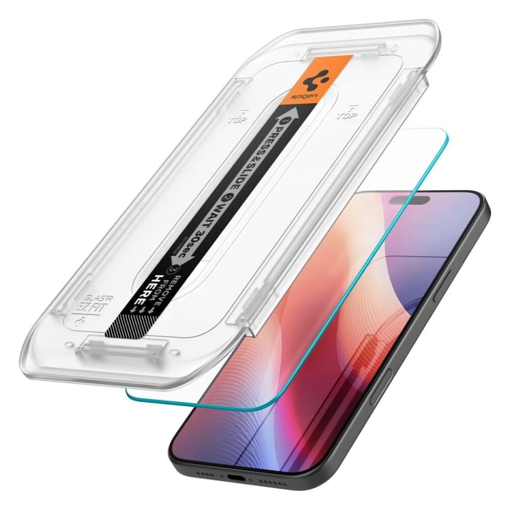 Spigen® GLAS.tR™ EZ Fit™ | Sensor Protected AGL07935 iPhone 16 Pro Premium Tempered Glass Screen Protector