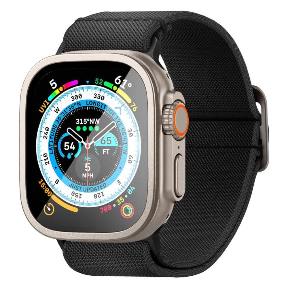 Spigen® GLAS.tR™ SLIM PRO™ Full Cover AGL06161 Apple Watch Ultra 2 | Ultra (49mm) Premium Tempered Glass Screen Protector (*Not compatible with cases) - Titanium