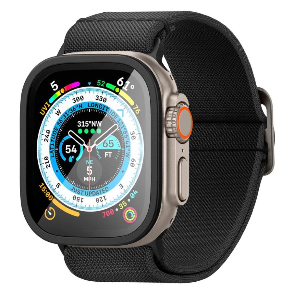 Spigen® GLAS.tR™ SLIM PRO™ Full Cover AGL06163 Apple Watch Ultra (49mm) Premium Tempered Glass Screen Protector (*Not compatible with cases) - Black