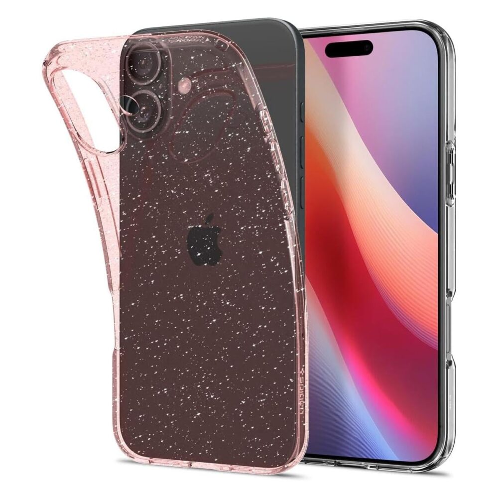 Spigen® Liquid Crystal™ Glitter ACS08193 iPhone 16 Case - Rose Quartz