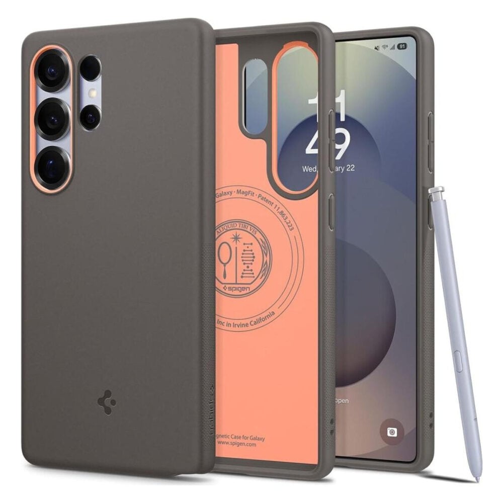 Spigen® Nano Pop™ (MagFit) ACS09058 Samsung Galaxy S25 Ultra Case - Papaya Gray