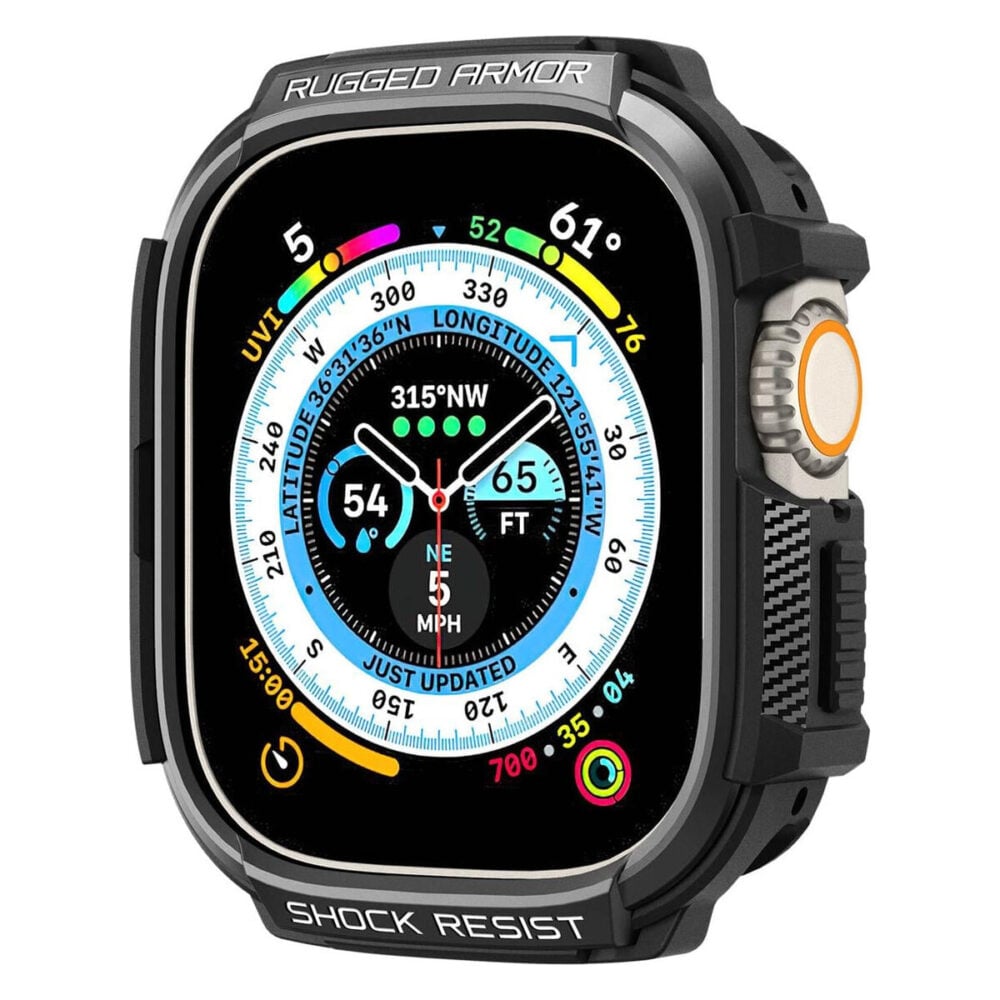 Spigen® Rugged Armor™ ACS05456 Apple Watch Ultra (49mm) Case - Matte Black