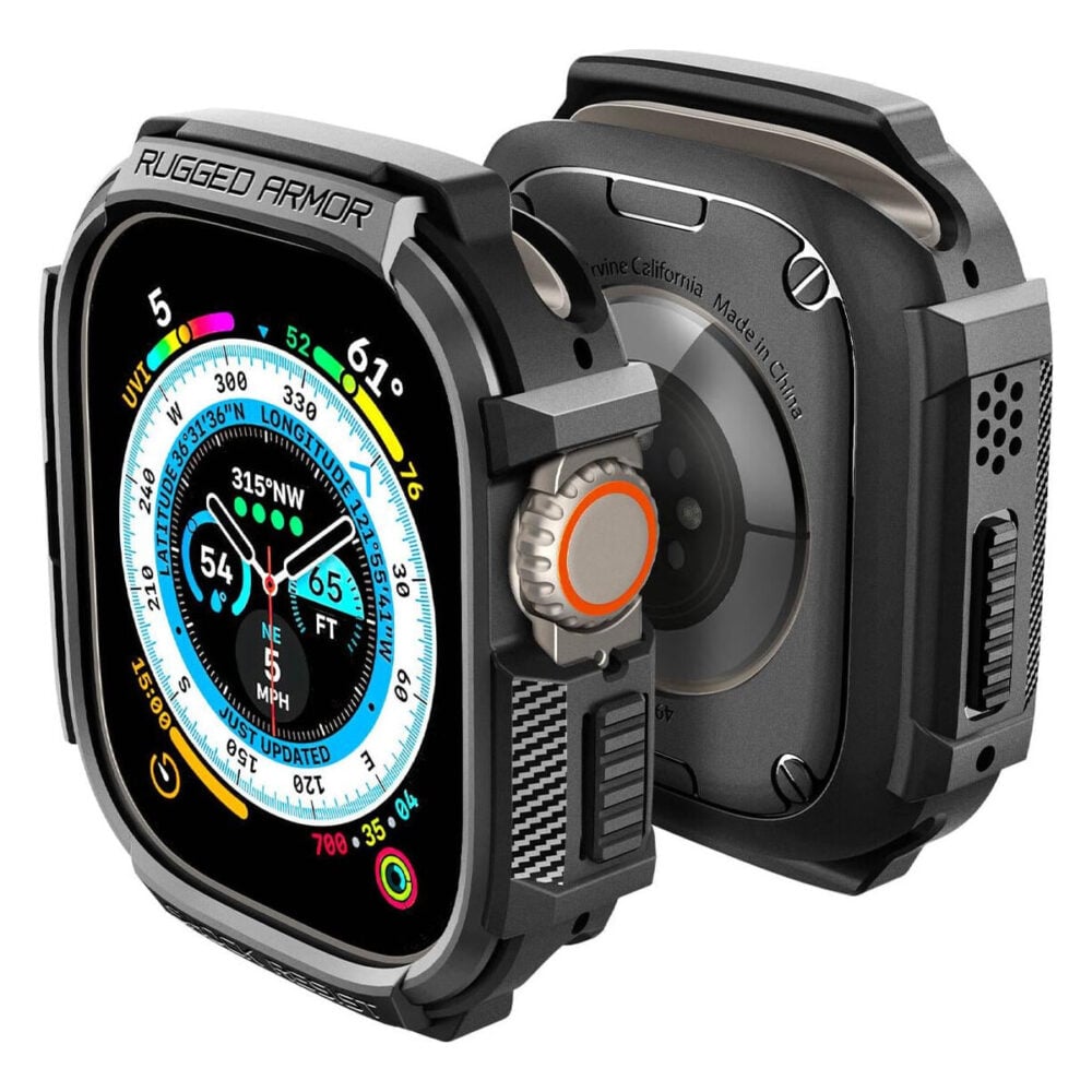 Spigen® Rugged Armor™ ACS05456 Apple Watch Ultra (49mm) Case - Matte Black