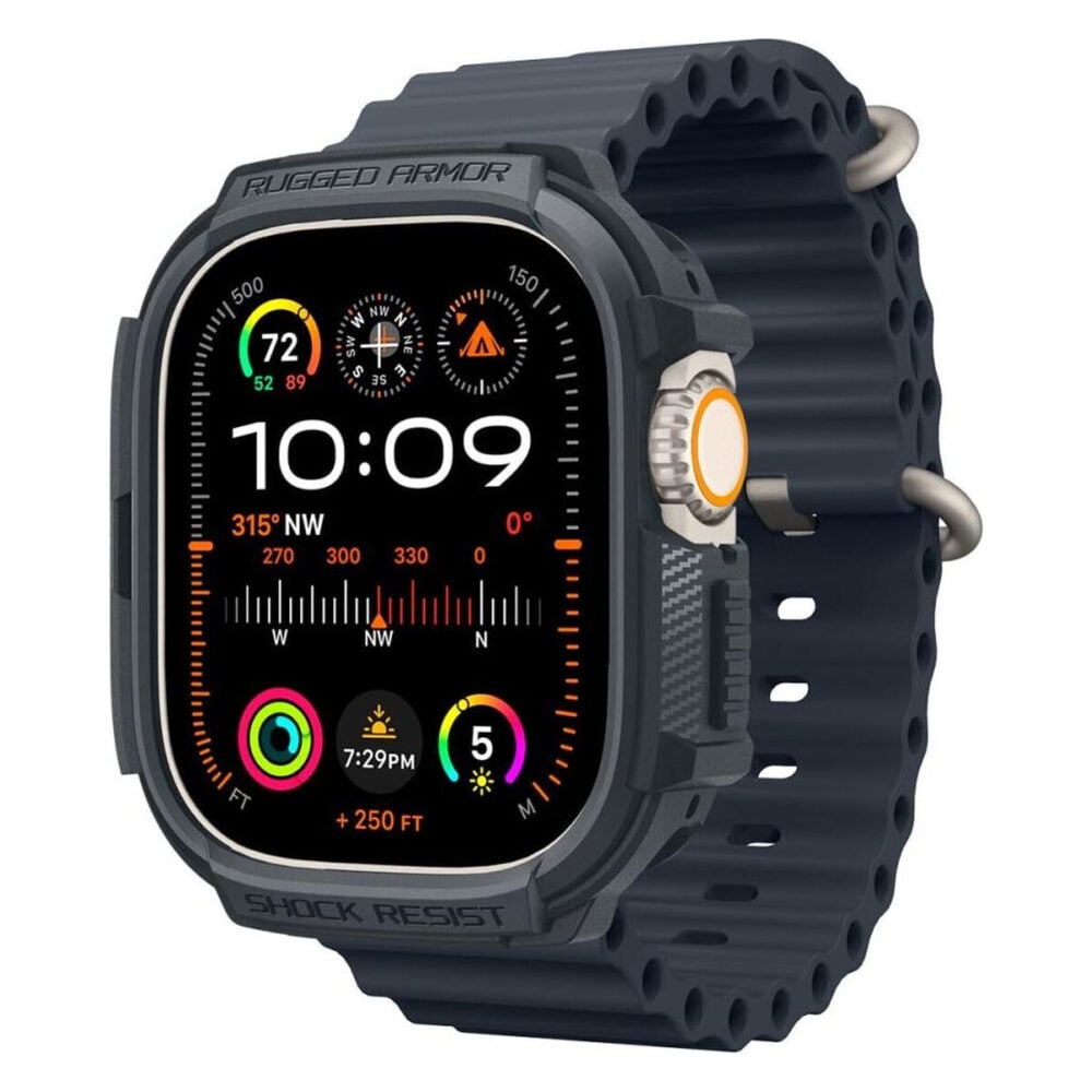 Spigen® Rugged Armor™ ACS07385 Apple Watch Ultra 2 | Ultra (49mm) Case - Dark Gray