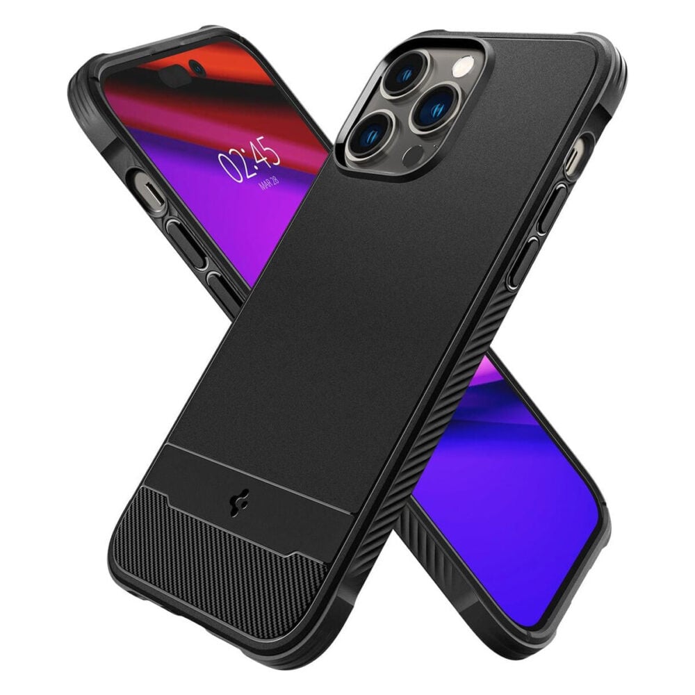 Spigen® Rugged Armor™ (MagFit) ACS04956 iPhone 14 Pro Case - Matte Black