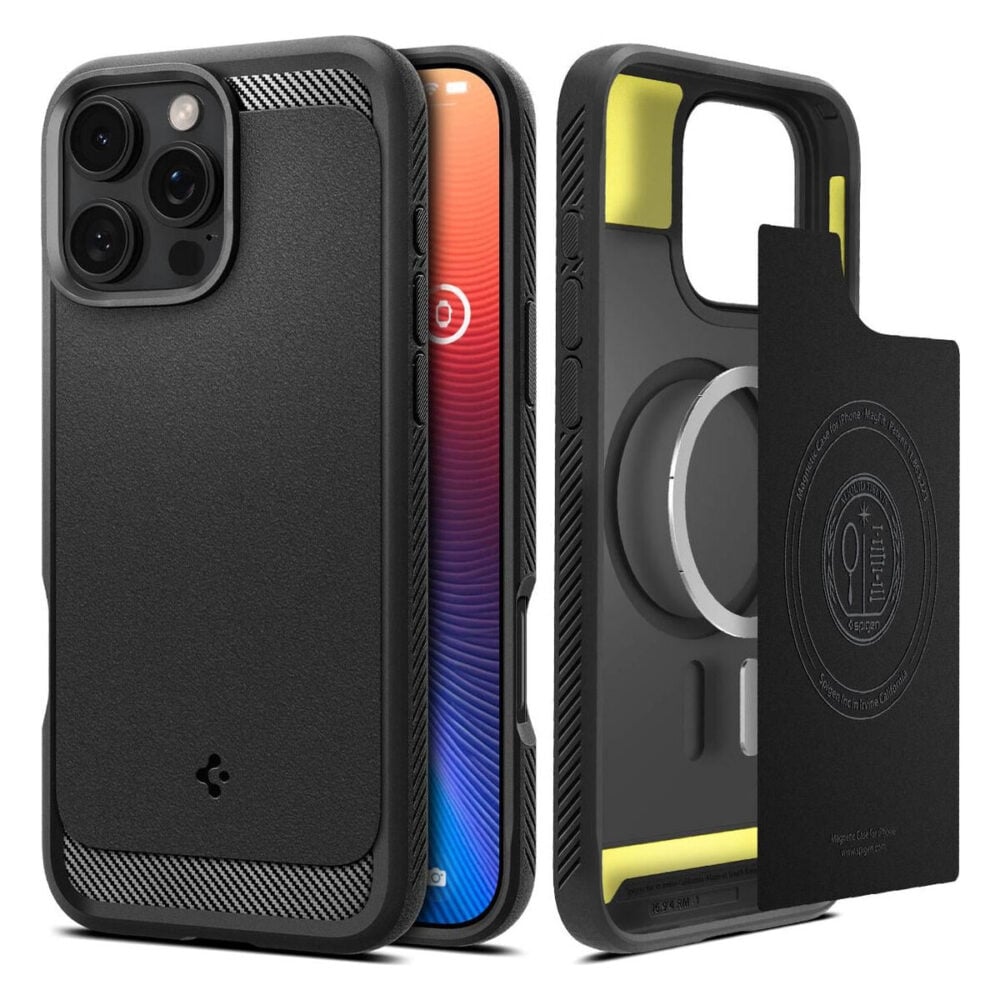 Spigen® Rugged Armor™ (MagFit) ACS07986 iPhone 16 Pro Max Case - Matte Black