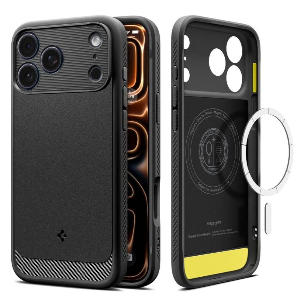 Spigen® Rugged Armor™ (MagFit) ACS10329 iPhone 17 Pro Case - Matte Black