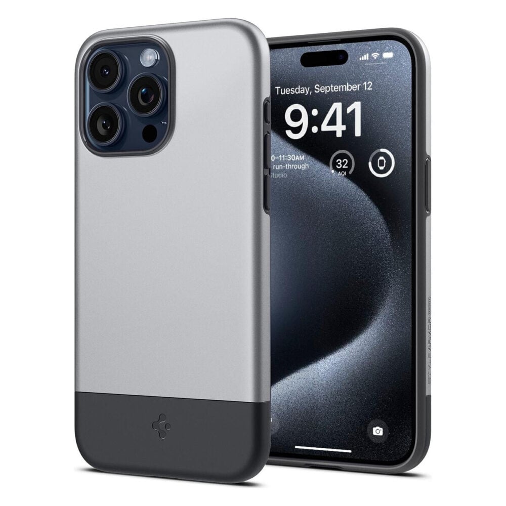 Spigen® Style Armor™ (MagFit) ACS06613 iPhone 15 Pro Max Case - Classic Silver