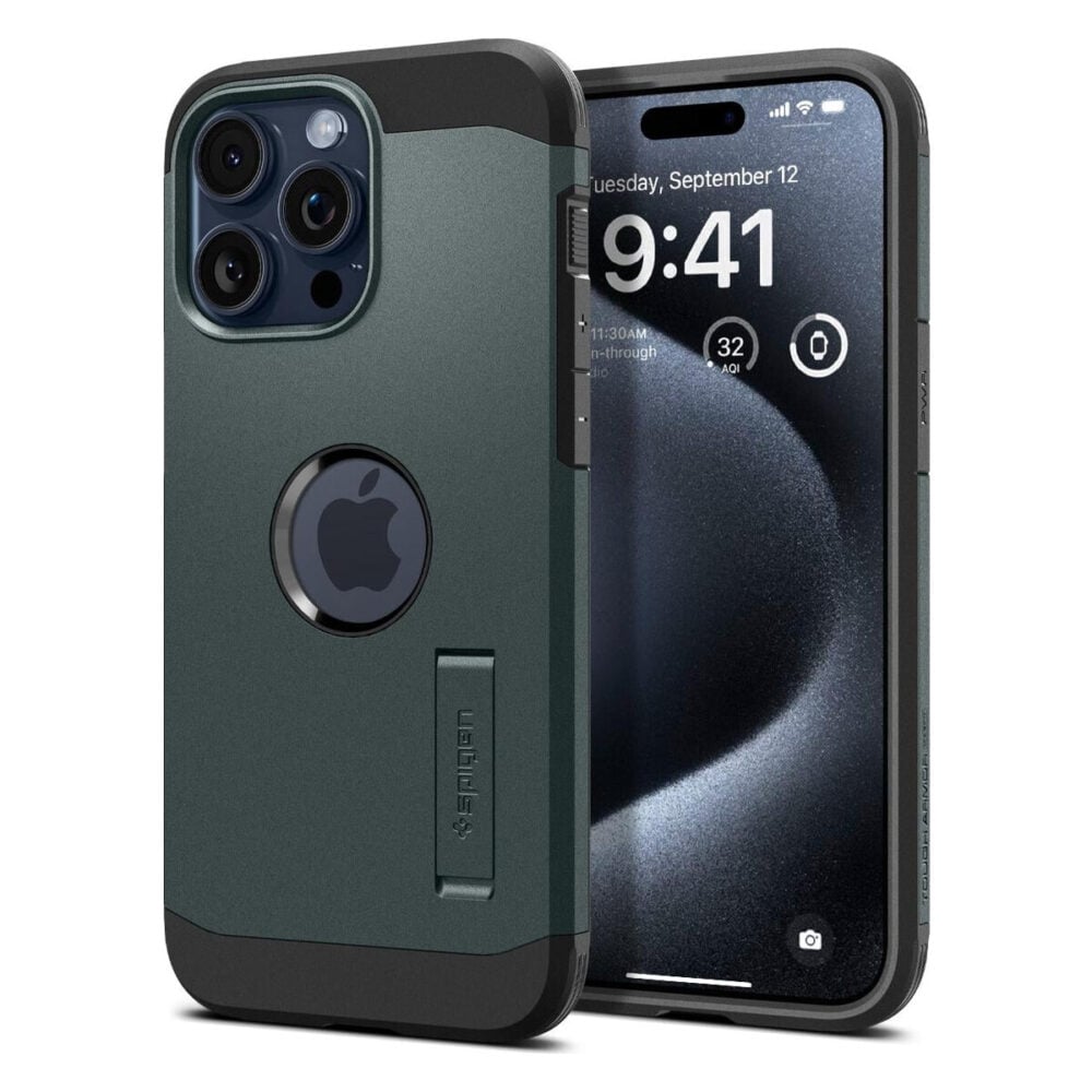 Spigen® Tough Armor™ (MagFit) ACS06596 iPhone 15 Pro Max Case - Abyss Green
