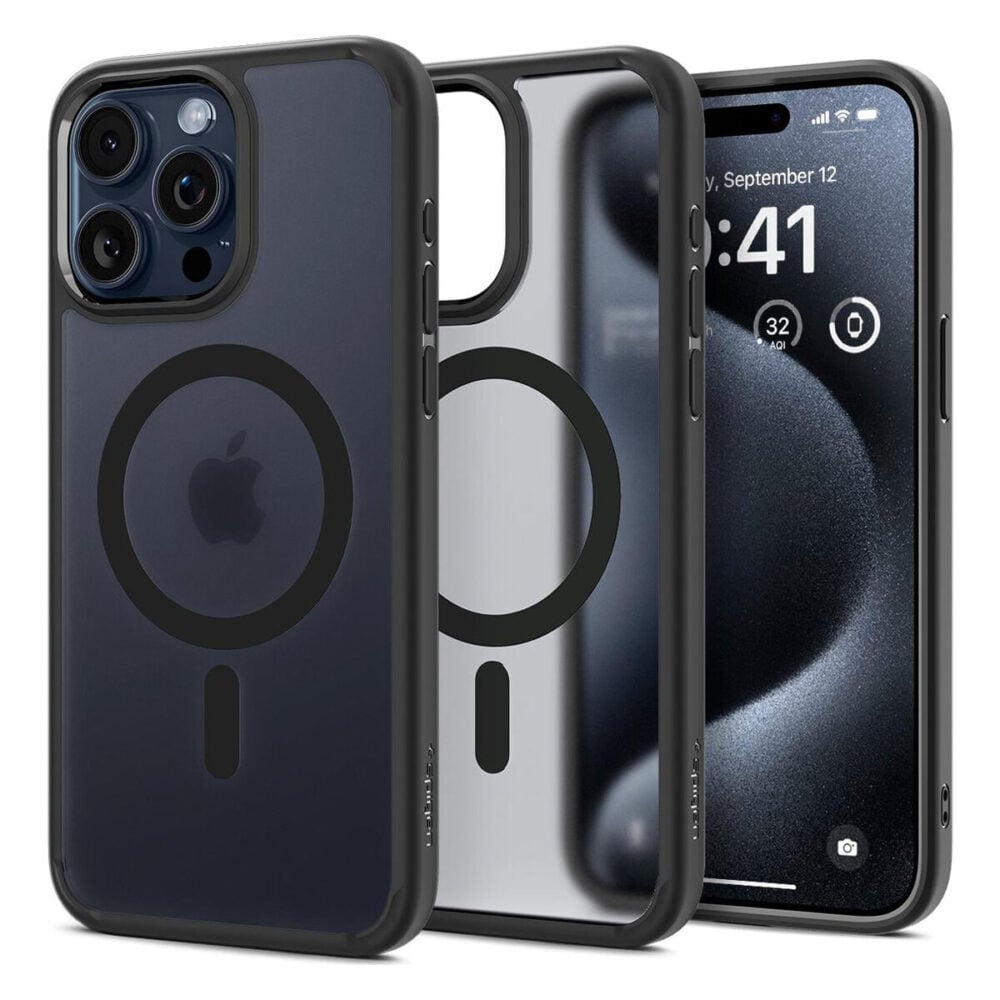 Spigen® Ultra Hybrid™ (MagFit) ACS06581 iPhone 15 Pro Max Case - Frost Black